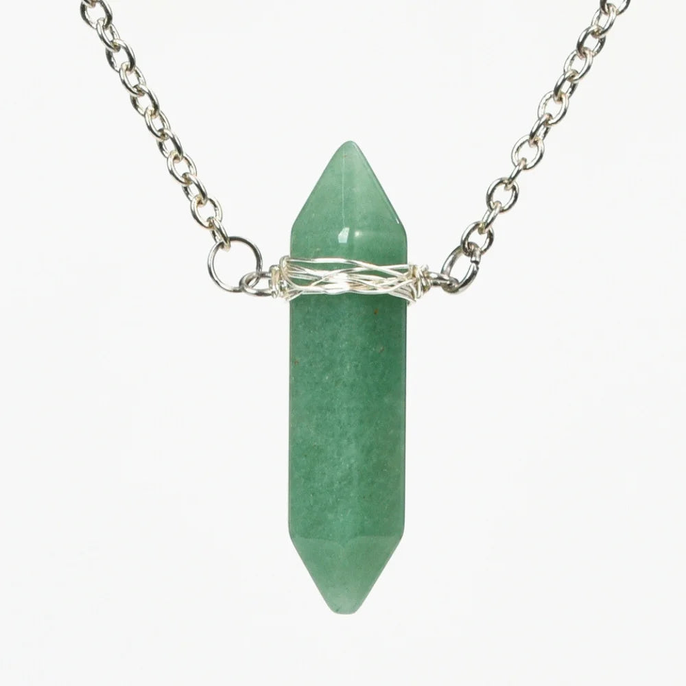 Green Aventurine Healing Crystal Point Crystal Necklace