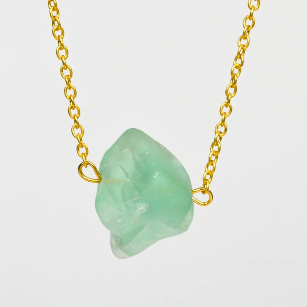 green fluorite healing crystal necklace
