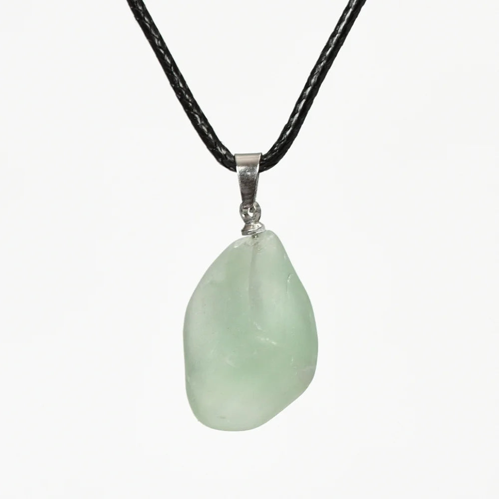 green fluorite raw crystal necklace