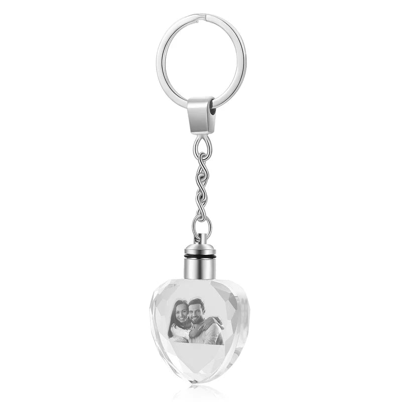 Heart 3D Crystal Photo Keyring - Personalised 3D Glass Picture - Photo Gift for Christmas, Valentine's Day, Anniversary, Birthday, Mother's Day