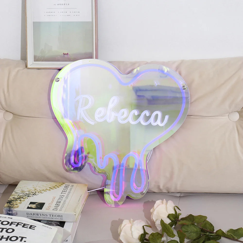 Heart Custom Neon Name Sign - Heart Personalised Blue Neon Letters Light