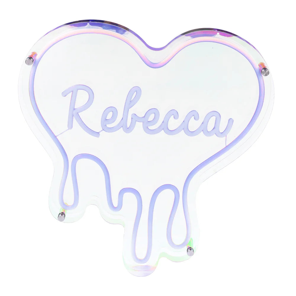 Heart Custom Neon Name Sign - Heart Personalised Blue Neon Letters Light