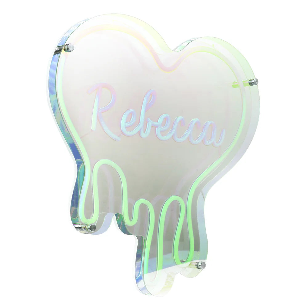 Heart Custom Neon Name Sign - Heart Personalised Green Neon Letters Light