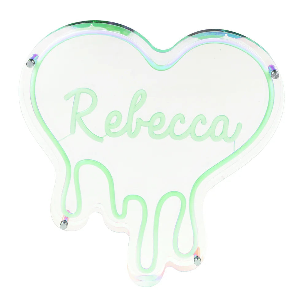 Heart Custom Neon Name Sign - Heart Personalised Green Neon Letters Light