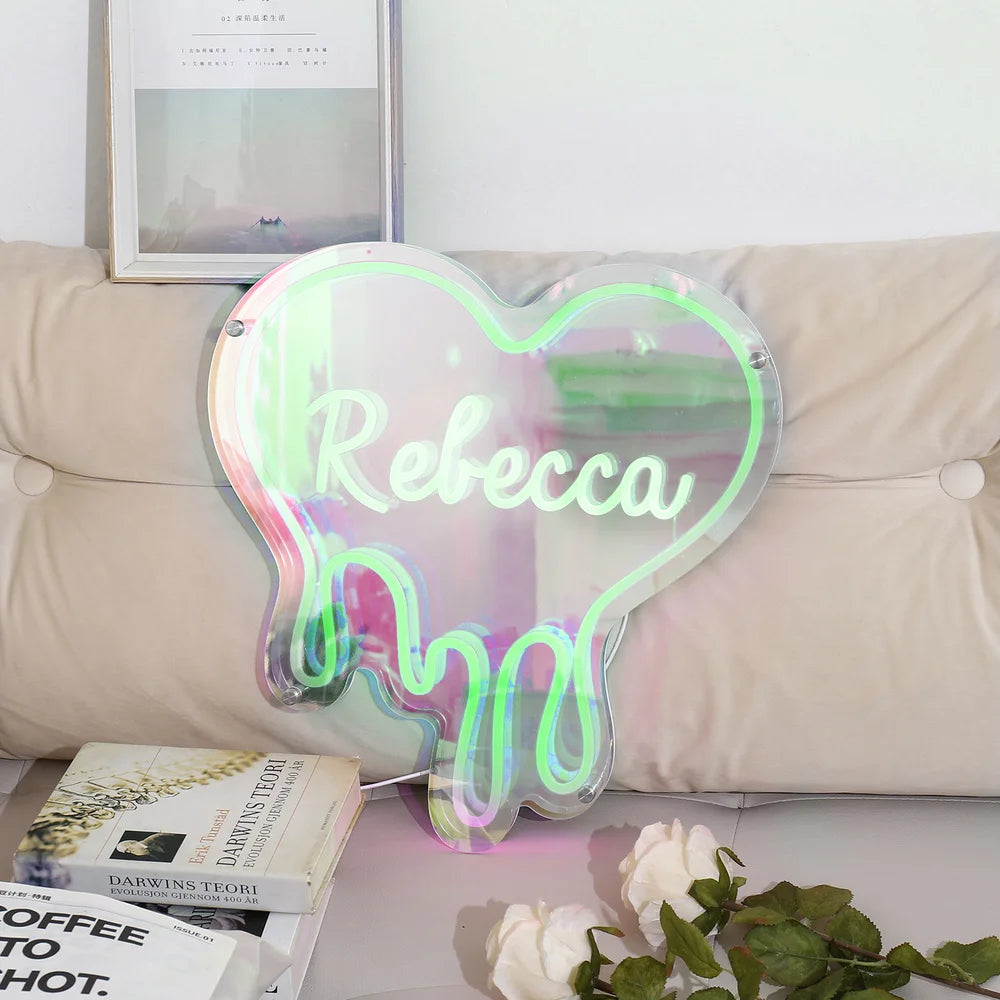 Heart Custom Neon Name Sign - Heart Personalised Green Neon Letters Light