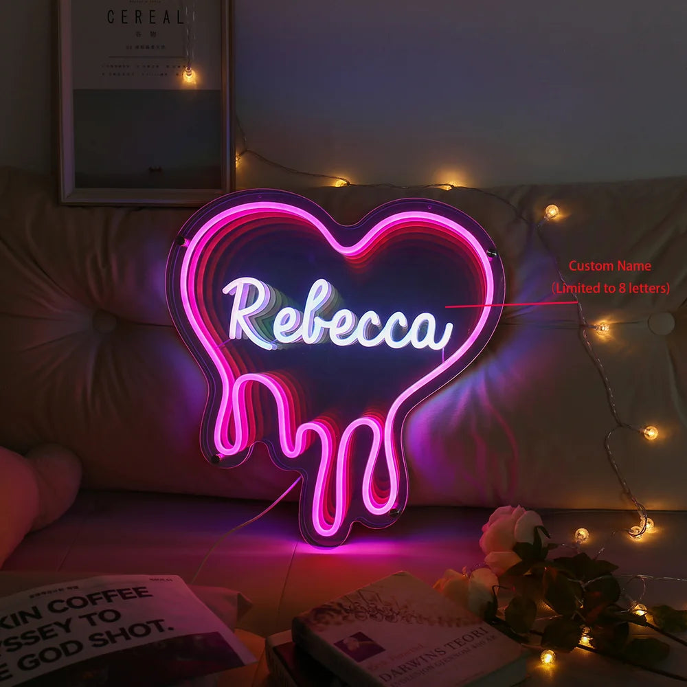 Heart Custom Neon Name Sign - Heart Personalised Pink Neon Letters Light