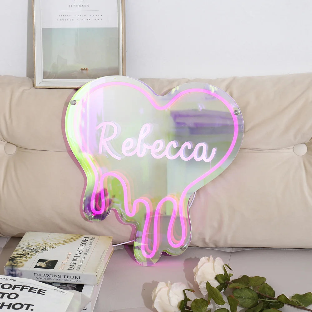 Heart Custom Neon Name Sign - Heart Personalised Pink Neon Letters Light