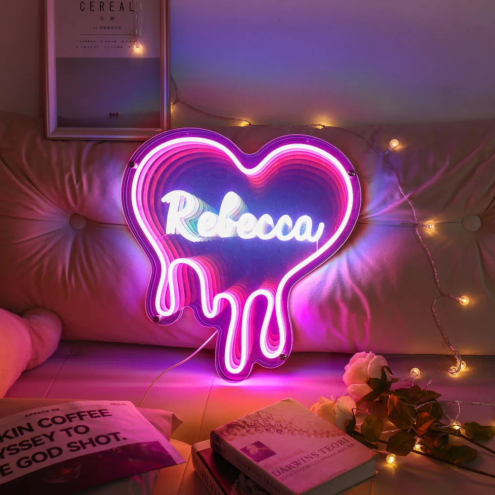 Heart Custom Neon Name Sign - Heart Personalised Pink Neon Letters Light