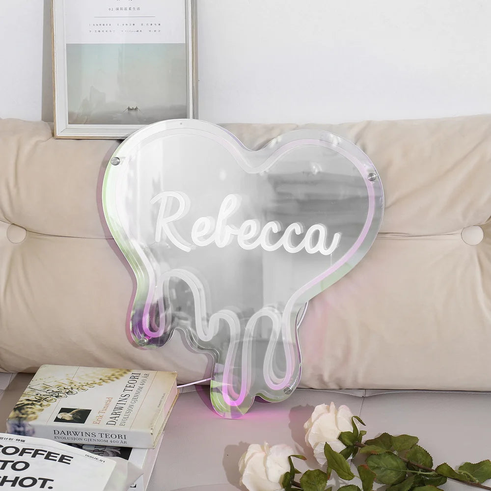 Heart Custom Neon Name Sign - Heart Personalised White Neon Letters Light