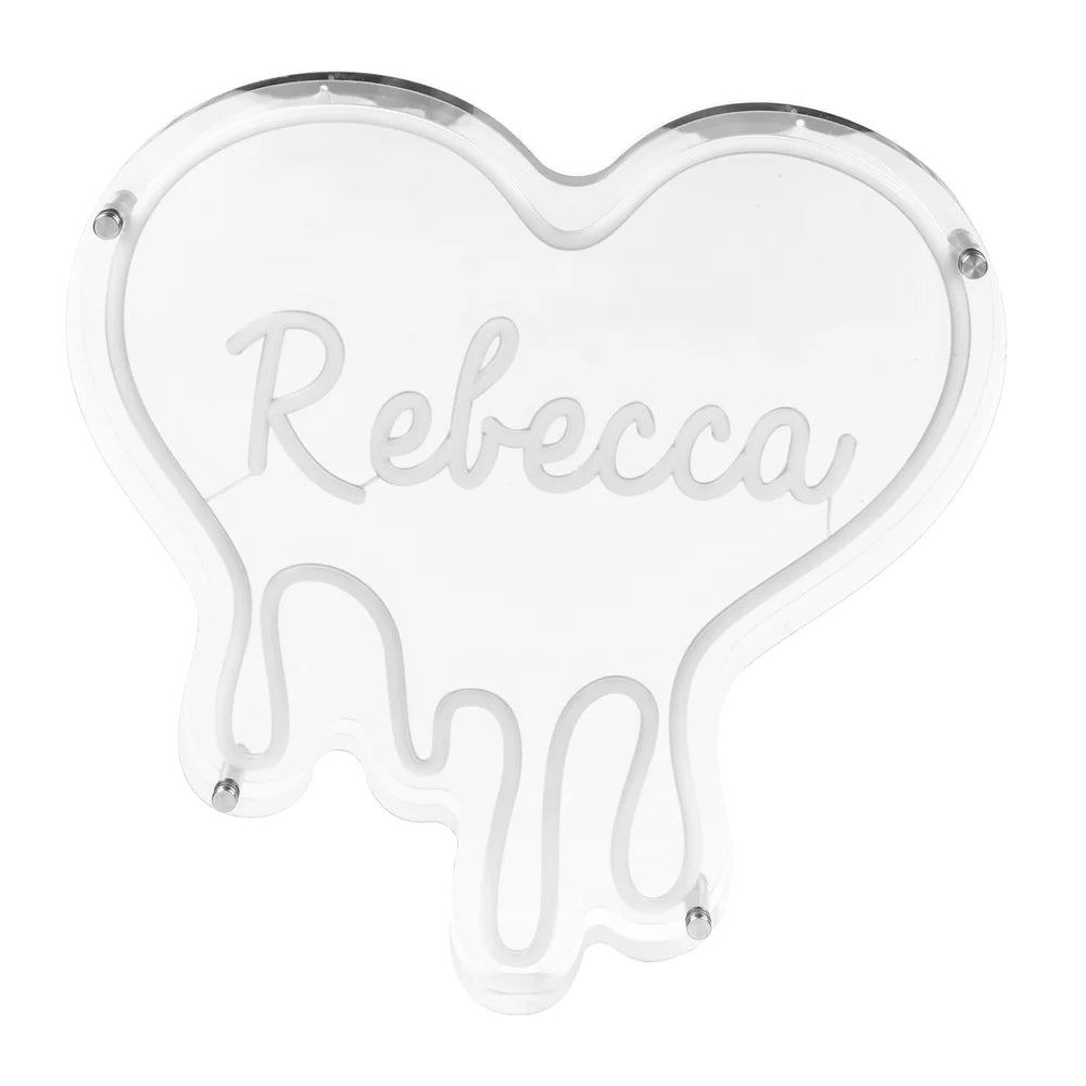 Heart Custom Neon Name Sign - Heart Personalised White Neon Letters Light