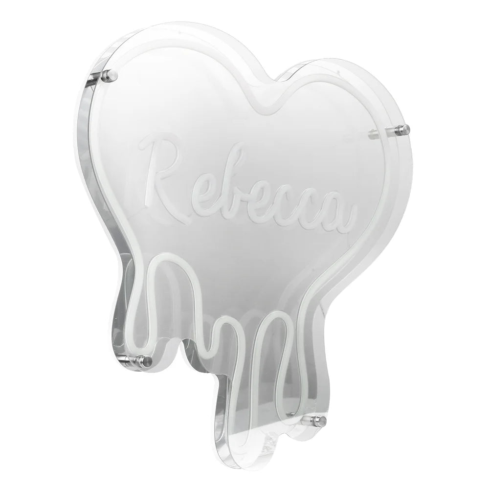 Heart Custom Neon Name Sign - Heart Personalised White Neon Letters Light