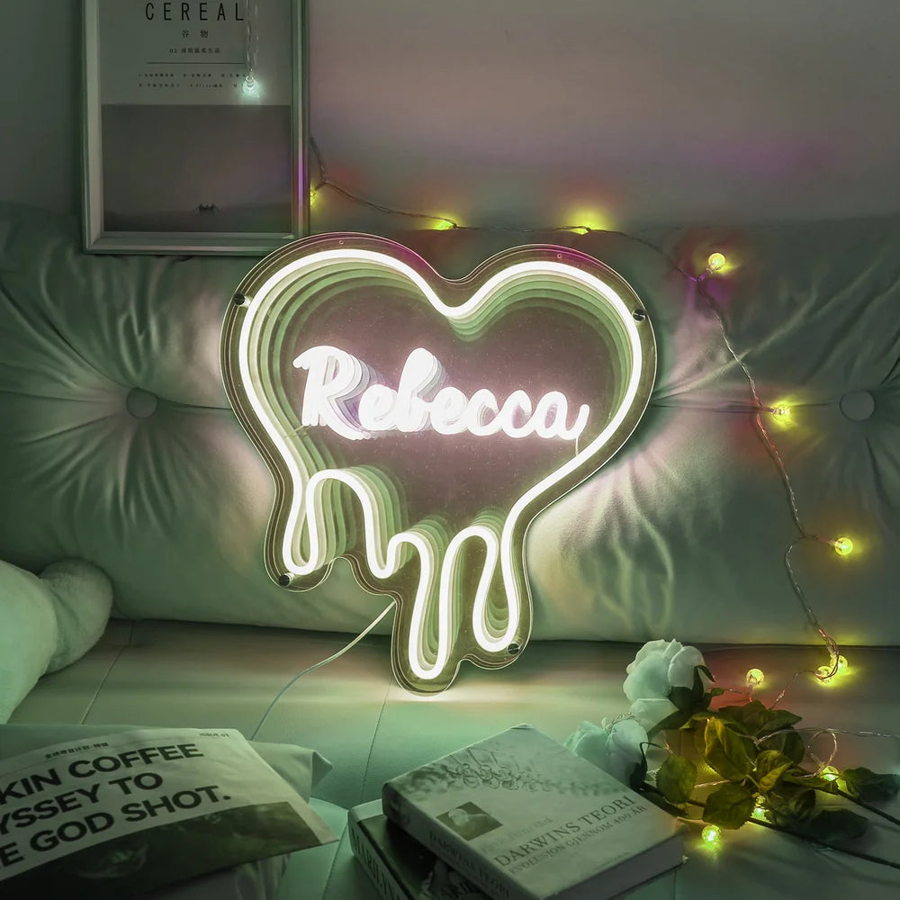 Heart Custom Neon Name Sign - Heart Personalised White Neon Letters Light