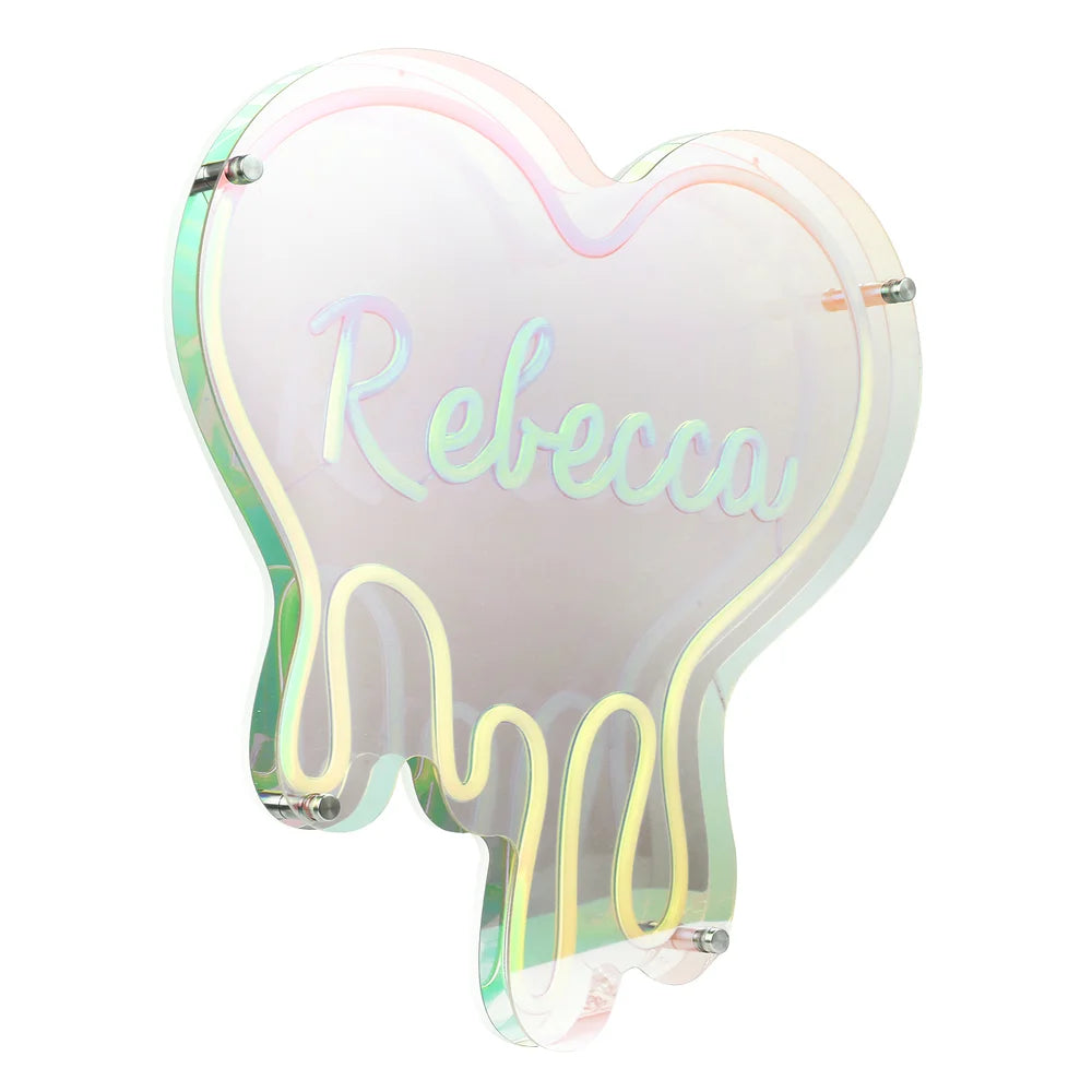 Heart Custom Neon Name Sign - Heart Personalised Yellow Neon Letters Light