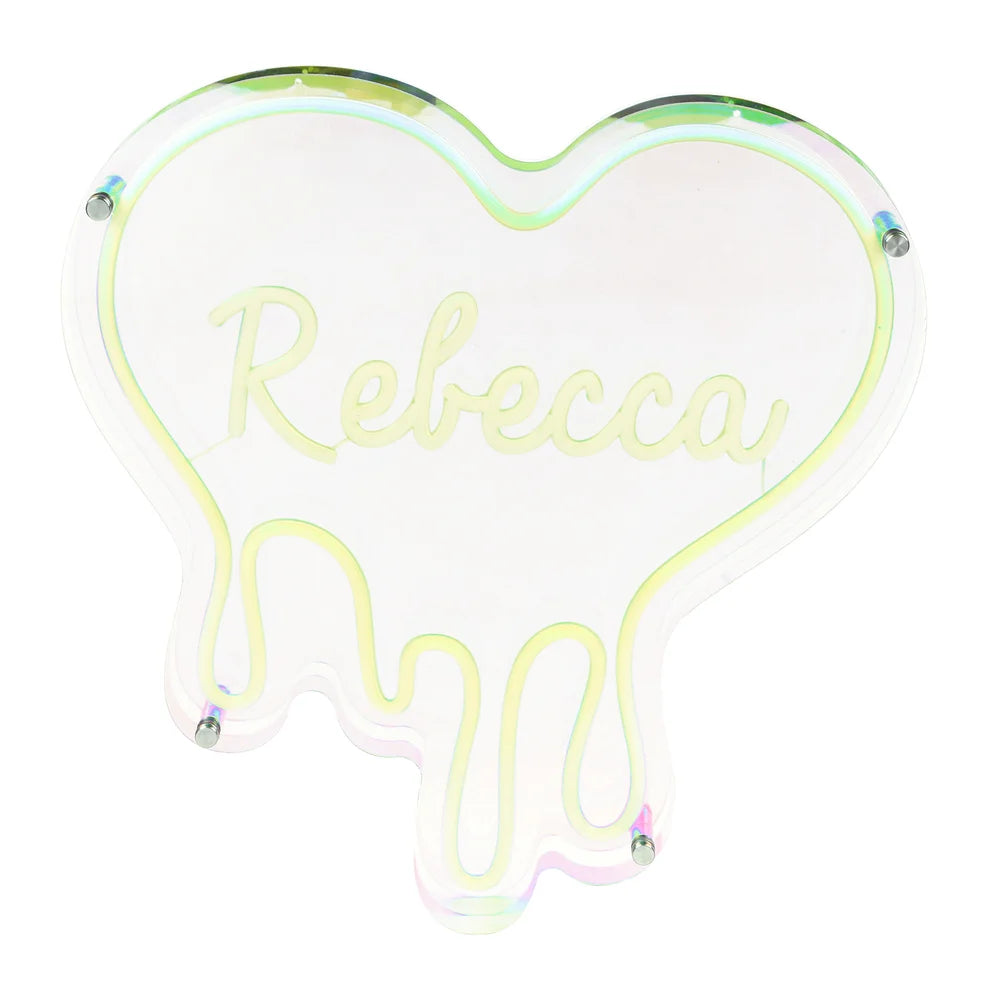 Heart Custom Neon Name Sign - Heart Personalised Yellow Neon Letters Light