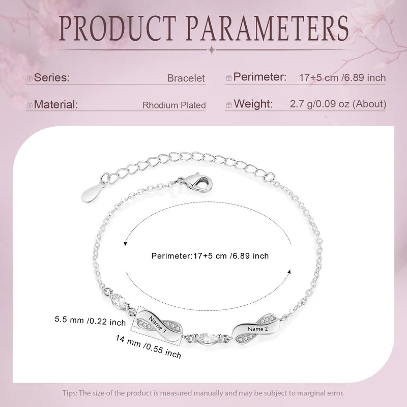 Infinity Engraved Bracelet - Infinity Charms Personalised Bracelet - Name Engraved Bracelet - Personalised Gift for Women - Engraved Gift for Her