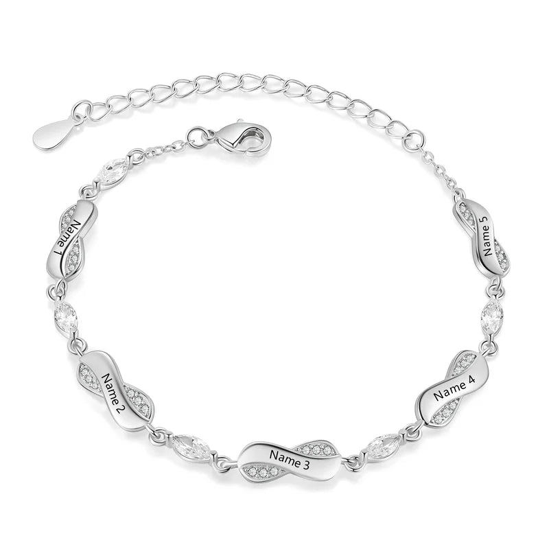 Infinity Engraved Bracelet - Infinity Charms Personalised Bracelet - Name Engraved Bracelet - Personalised Gift for Women - Engraved Gift for Her