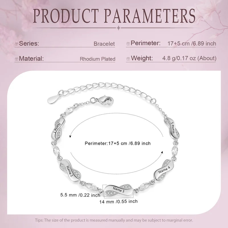 Infinity Engraved Bracelet - Infinity Charms Personalised Bracelet - Name Engraved Bracelet - Personalised Gift for Women - Engraved Gift for Her