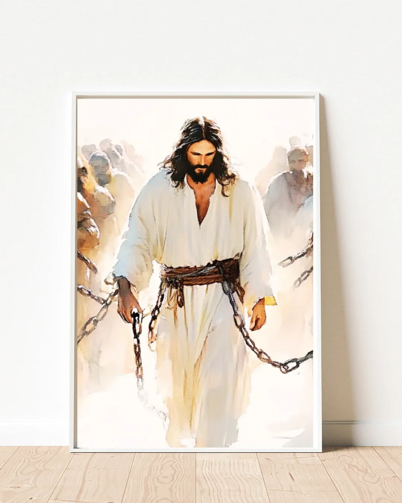 Jesus in Chains Art Print - The Crucifixion Watercolor Painting