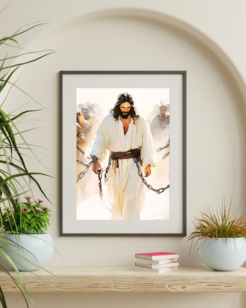 Jesus in Chains Art Print - The Crucifixion Watercolor Painting