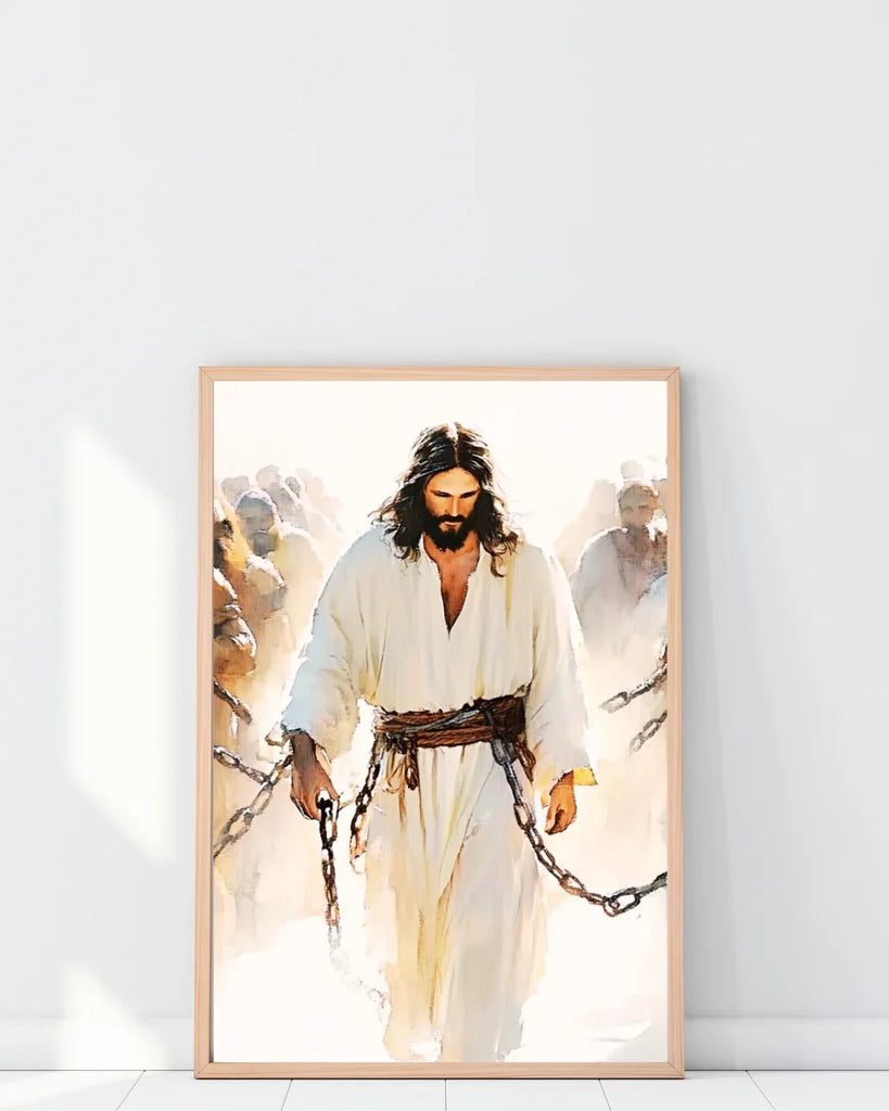 Jesus in Chains Art Print - The Crucifixion Watercolor Painting