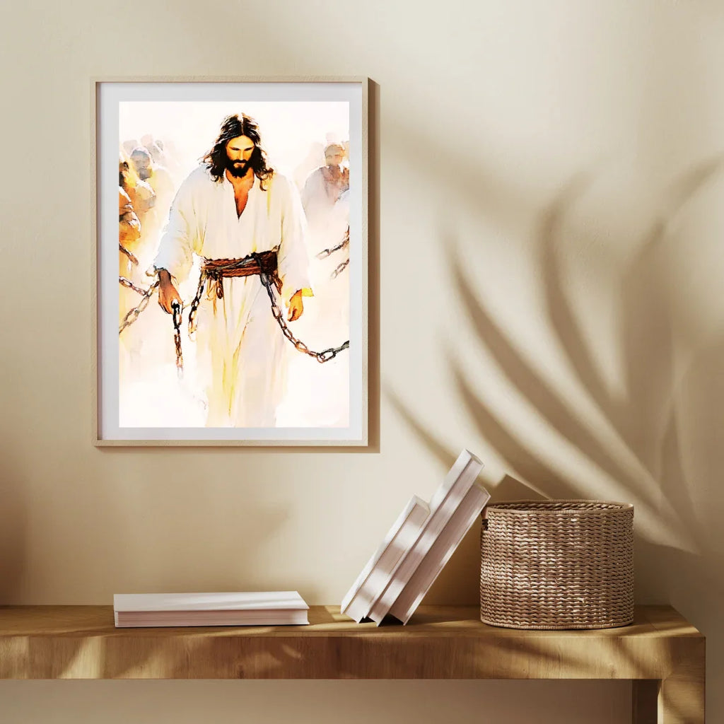 Jesus in Chains Art Print - The Crucifixion Watercolor Painting