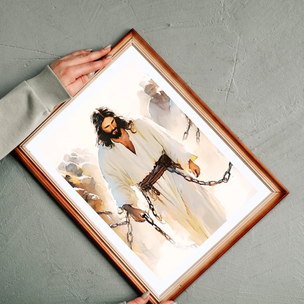 Jesus in Chains Art Print - The Crucifixion Watercolor Painting