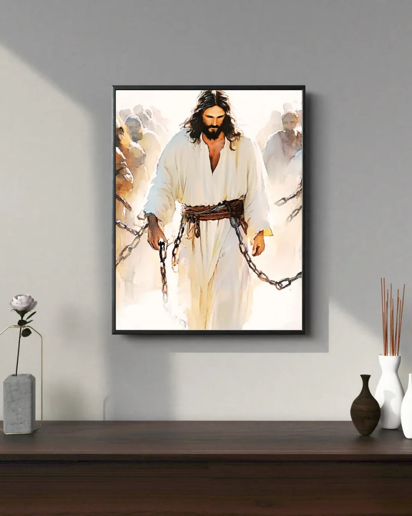 Jesus in Chains Art Print - The Crucifixion Watercolor Painting