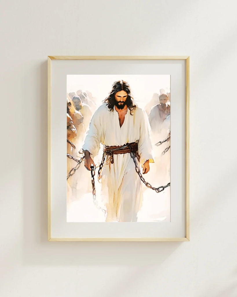 Jesus in Chains Art Print - The Crucifixion Watercolor Painting - Judaea Bible Art - Arrest of Jesus Wall Art - Christian Home Decor, Religious Art, Jesus Print