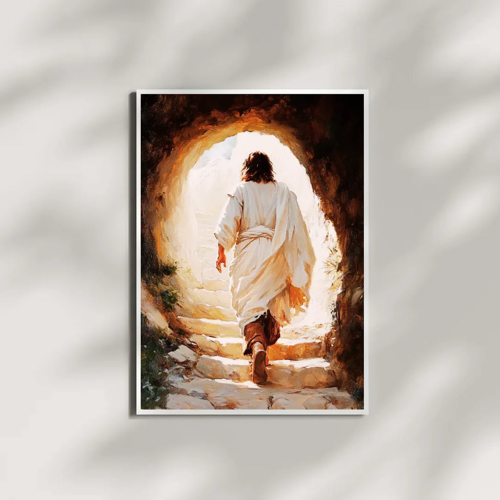 Jesus Walking out of Tomb Art - Christ Resurrected Easter Painting - Christian Wall Decor - Resurrection Scene Print - Alive Jesus Christ Home Decor