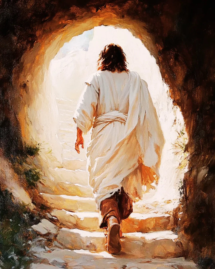 Jesus Walking out of Tomb Art - Christ Resurrected Easter Painting - Christian Wall Decor - Resurrection Scene Print - Alive Jesus Christ Home Decor