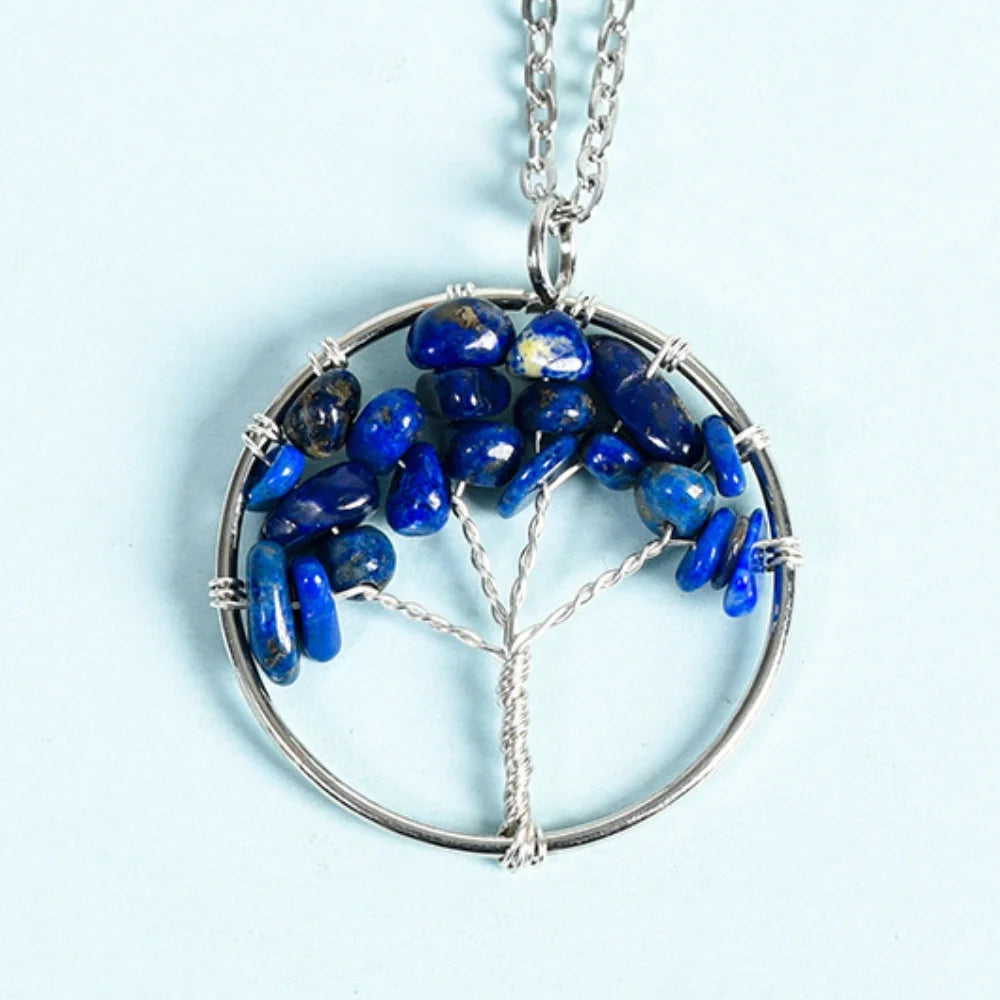 Lapis Lazuli Family Tree Crystal Necklace