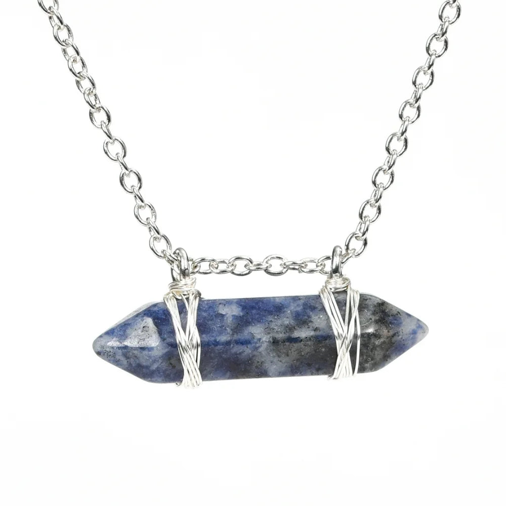 Lapis Lazuli Crystal Point Healing Crystal Necklace