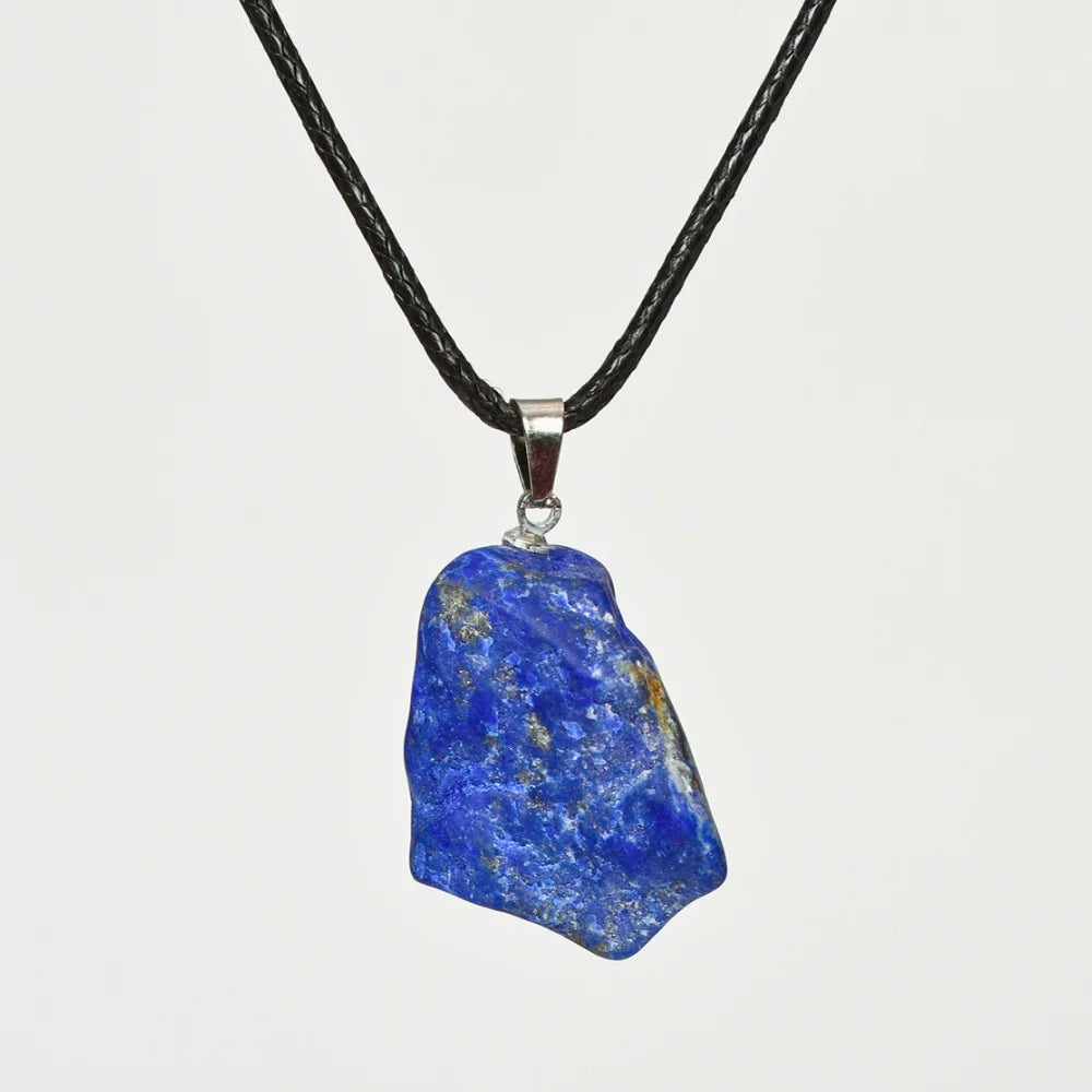 lapis lazuli raw crystal necklace