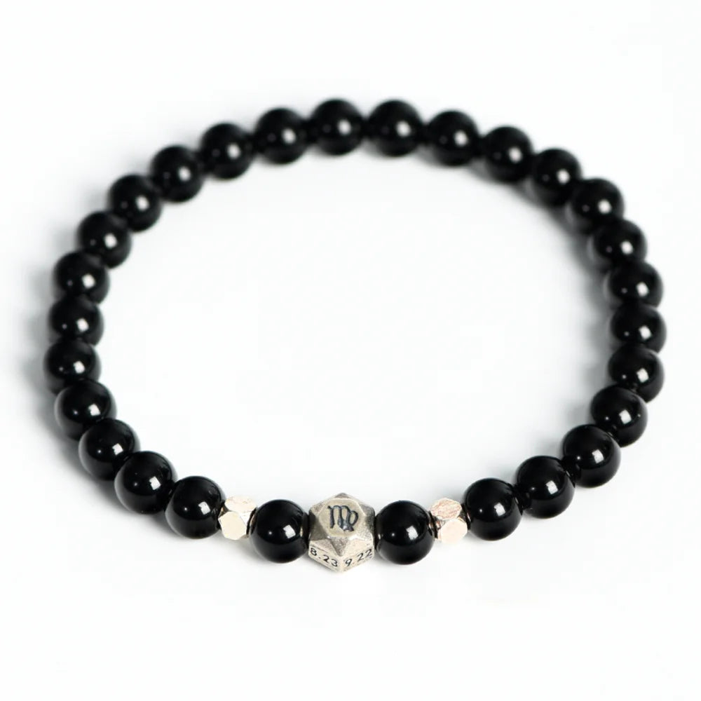 Obsidian Crystal Zodiac Bead Bracelet - Obsidian Zodiac Bracelet