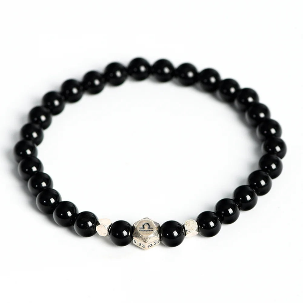 Obsidian Crystal Zodiac Bead Bracelet - Obsidian Zodiac Bracelet