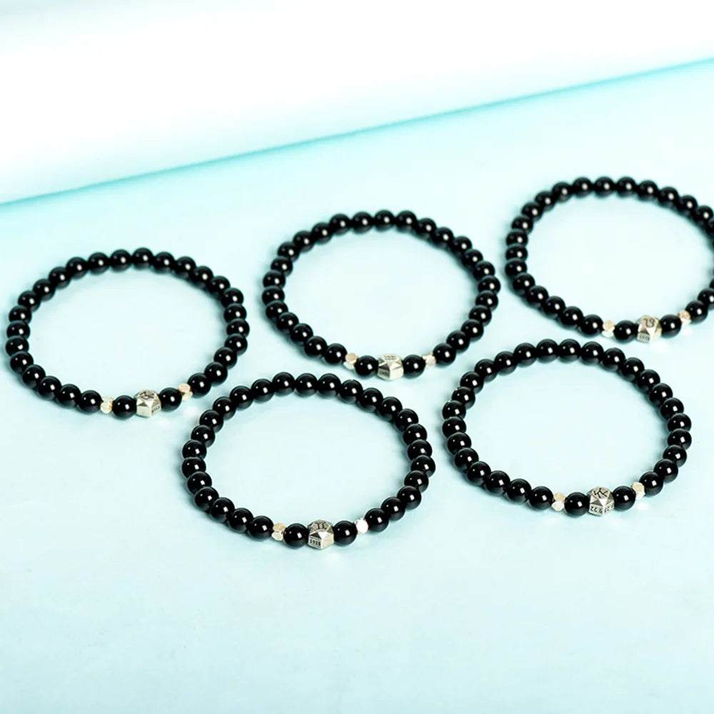 Obsidian Crystal Zodiac Bead Bracelet - Obsidian Zodiac Bracelet