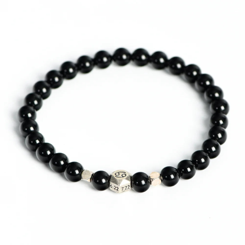 Obsidian Crystal Zodiac Bead Bracelet - Obsidian Zodiac Bracelet