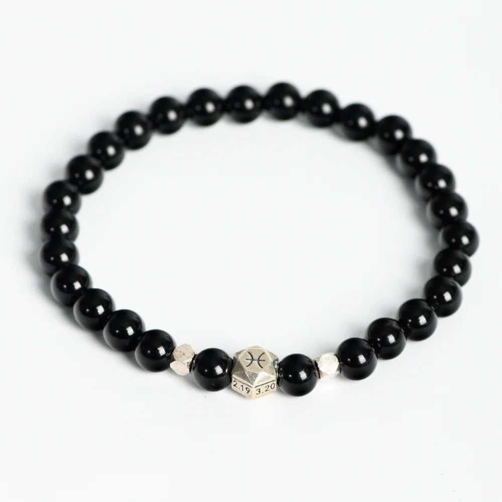 Obsidian Crystal Zodiac Bead Bracelet - Obsidian Zodiac Bracelet