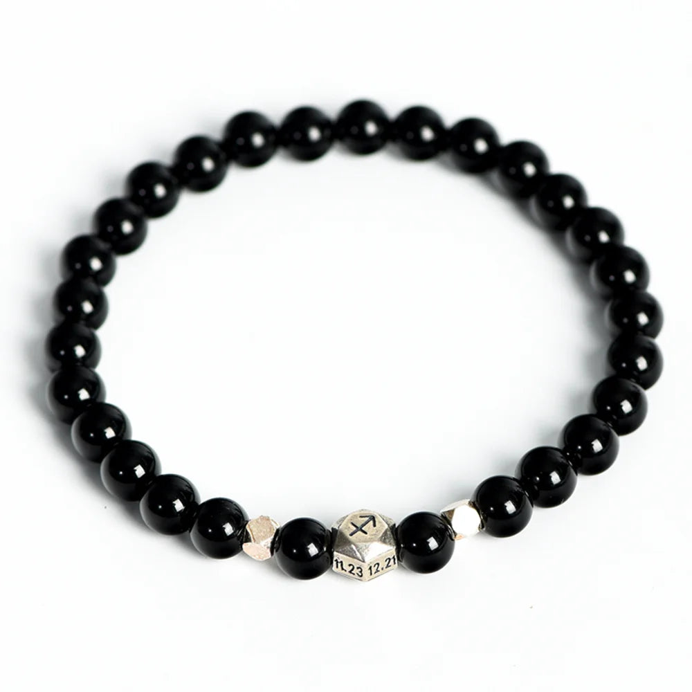 Obsidian Crystal Zodiac Bead Bracelet - Obsidian Zodiac Bracelet