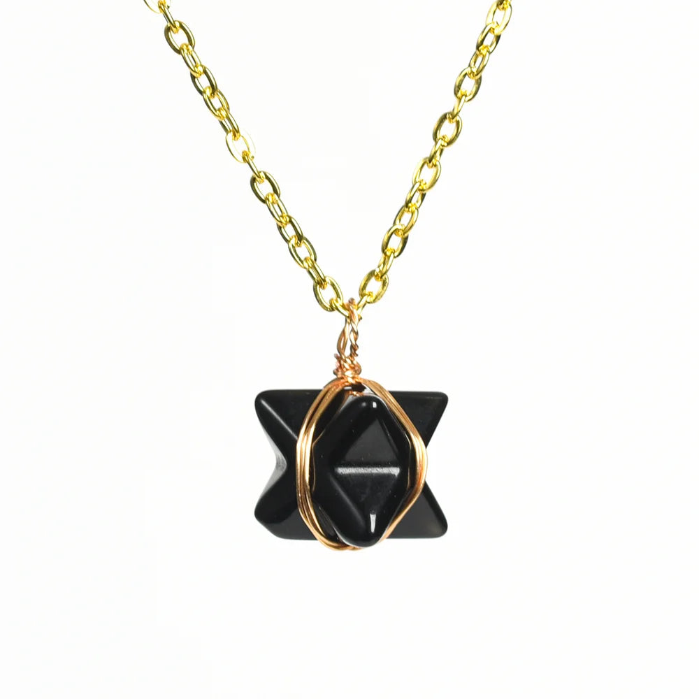 Obsidian Merkaba Crystal Necklace