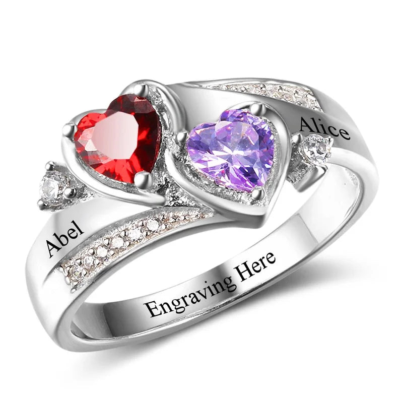 Personalised Ring for Her, Name Ring, Engraved Ring, Birthstone Ring Sterling SIlver