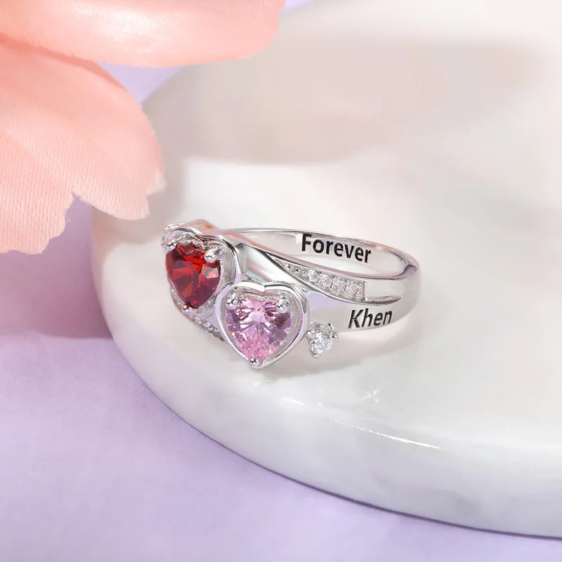 Personalised Ring for Her, Name Ring, Engraved Ring, Birthstone Ring Sterling SIlver