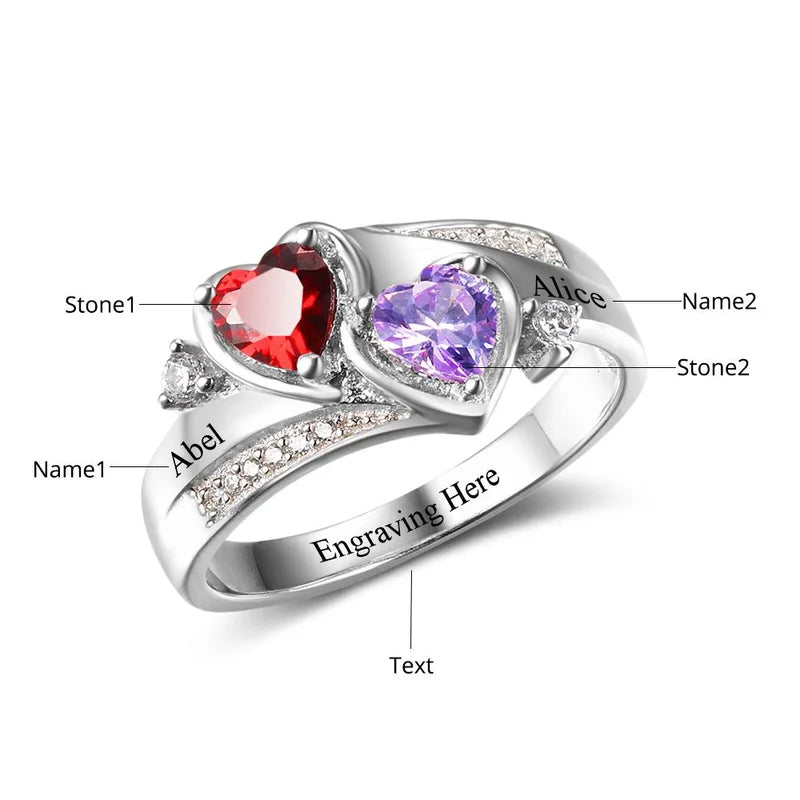 Personalised Ring for Her, Name Ring, Engraved Ring, Birthstone Ring Sterling SIlver