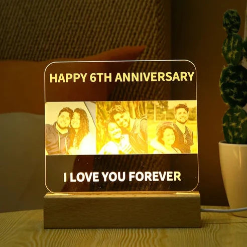 Personalised 3 Photo Night Light - Custom Acrylic LED Night Lamp - Christmas, Valentine's, Anniversary, Birthday Gift