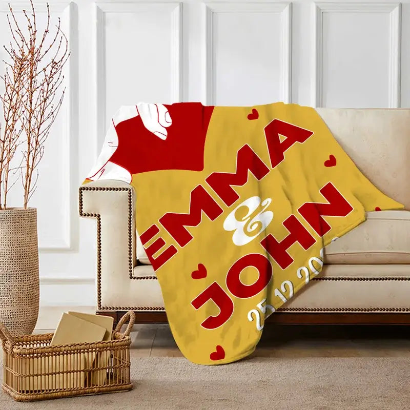 Personalised Blanket with Name | Personalised Flannel Blanket | Personalised Blanket for Couple