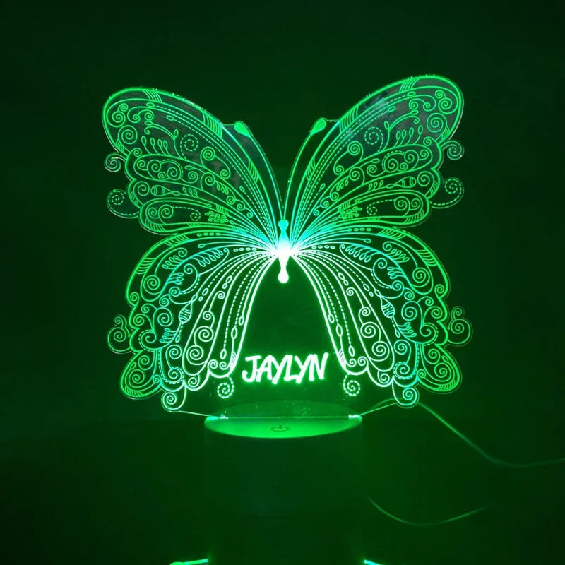 Personalised Butterfly Night Light 7 Colours - Custom Acrylic LED Name Night Lamp - Christmas, Valentine's, Anniversary, Birthday, Mother's Day Gift