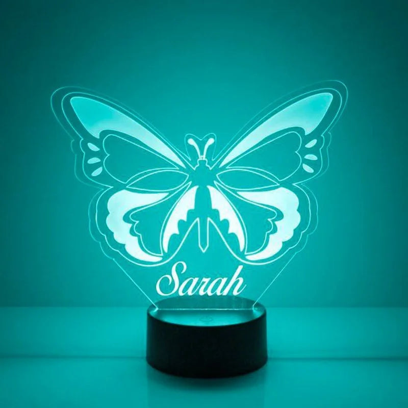 Personalised Butterfly Night Light 7 Colours - Custom Acrylic LED Name Night Lamp - Christmas, Valentine's, Anniversary, Birthday, Mother's Day Gift