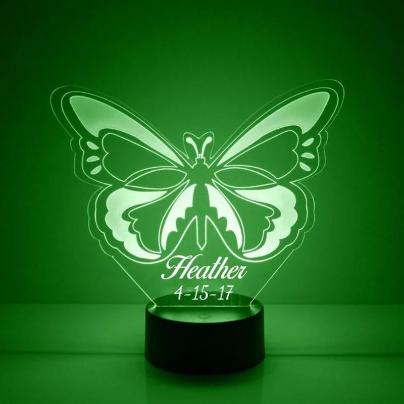 Personalised Butterfly Night Light 7 Colours - Custom Acrylic LED Name Night Lamp - Christmas, Valentine's, Anniversary, Birthday, Mother's Day Gift