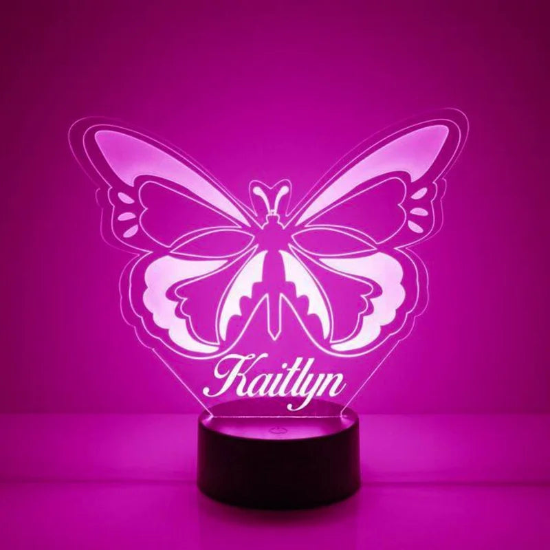 Personalised Butterfly Night Light 7 Colours - Custom Acrylic LED Name Night Lamp - Christmas, Valentine's, Anniversary, Birthday, Mother's Day Gift