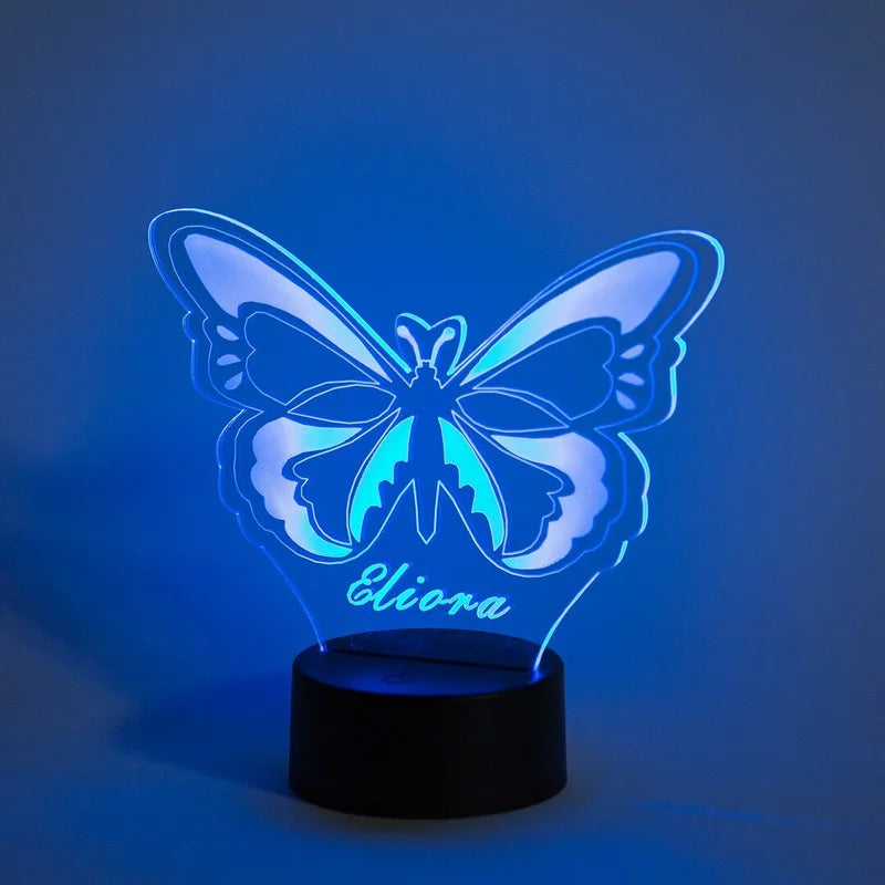 Personalised Butterfly Night Light 7 Colours - Custom Acrylic LED Name Night Lamp - Christmas, Valentine's, Anniversary, Birthday, Mother's Day Gift